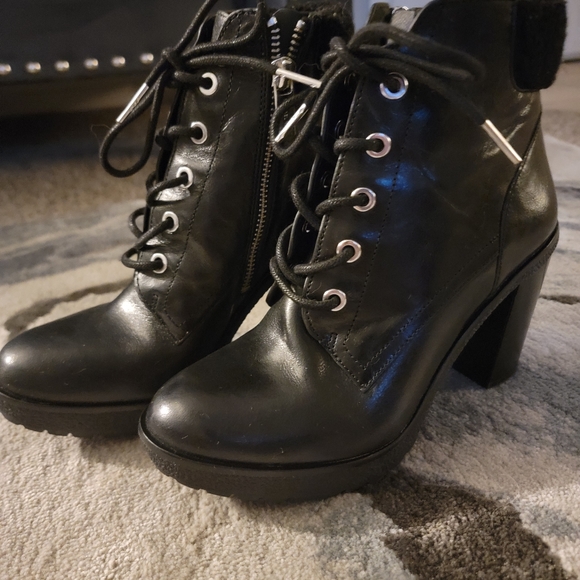 Michael Kors Shoes - Michael Kors Black leather Lace- up Bootie Heels